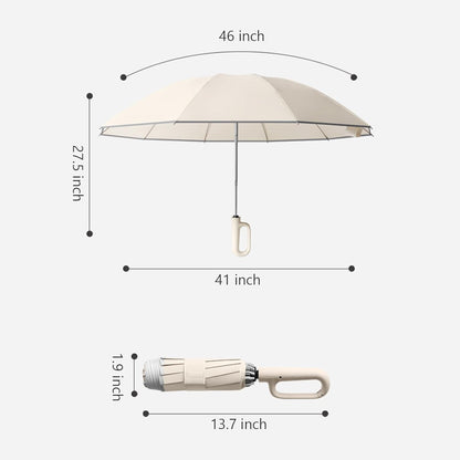 Ring Buckle Umbrella, Reflective Safety Strip, Sturdy Windproof, Reverse Automatic Umbrella, Ring Buckle Fully Automatic Umbrella, Travel Portable, Compact Folding Travel Umbrella